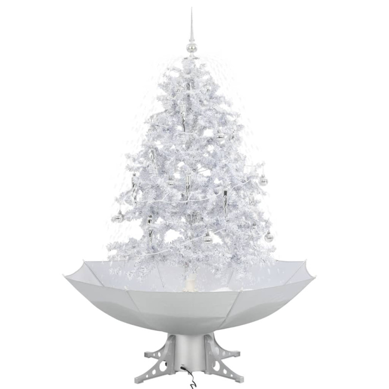 Arbre de Noël neigeux avec base de parapluie Blanc 140 cm