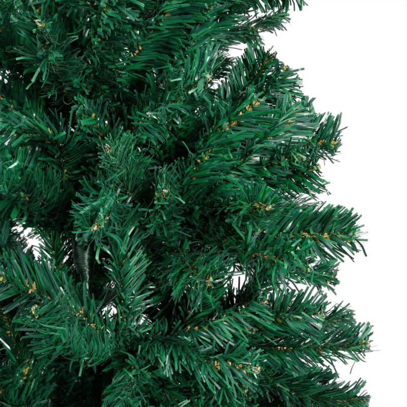 Arbre de Noël artificiel pré éclairé et boules vert 210 cm PVC