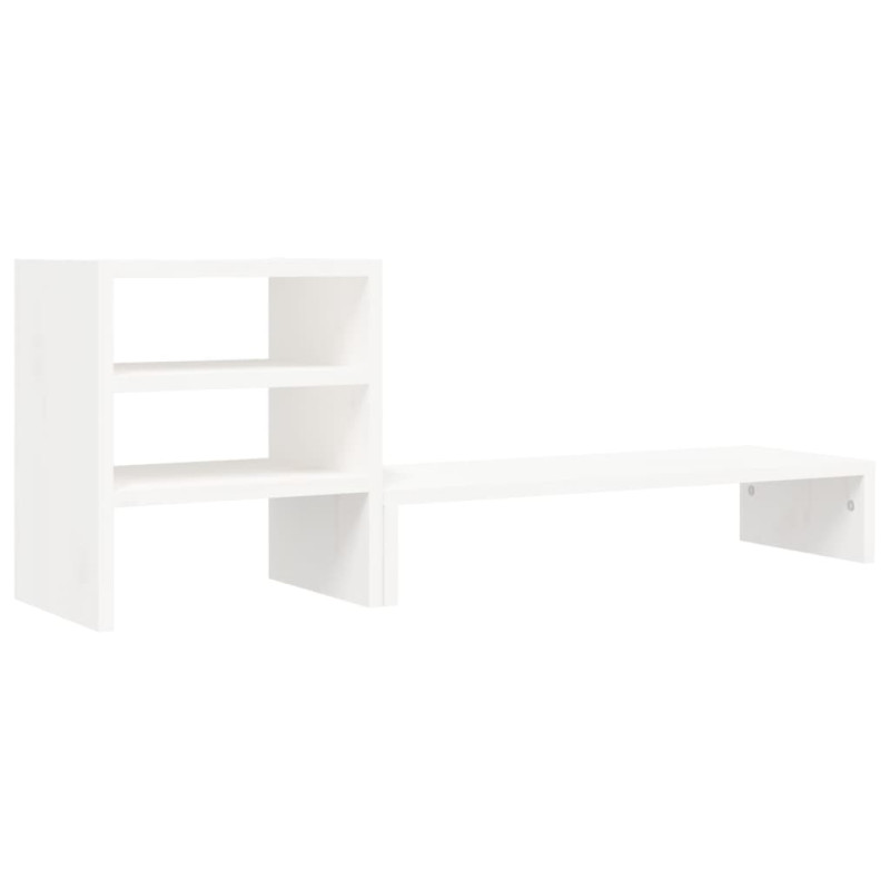 Support de moniteur Blanc 81x20x30 cm Bois de pin solide