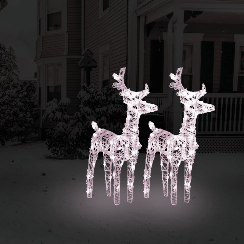 Rennes de Noël 2 pcs 80 LED Blanc chaud Acrylique