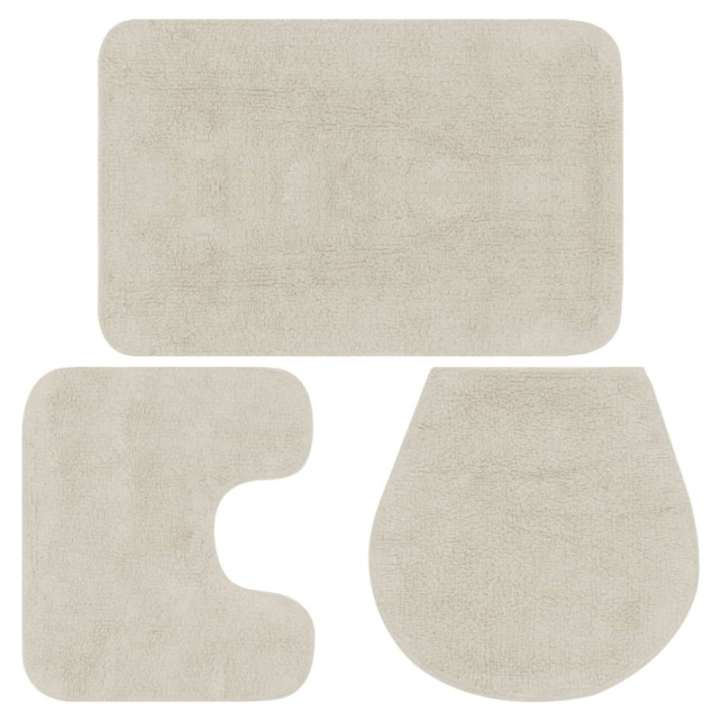 Jeu de tapis de salle de bain 3 pcs Tissu Blanc