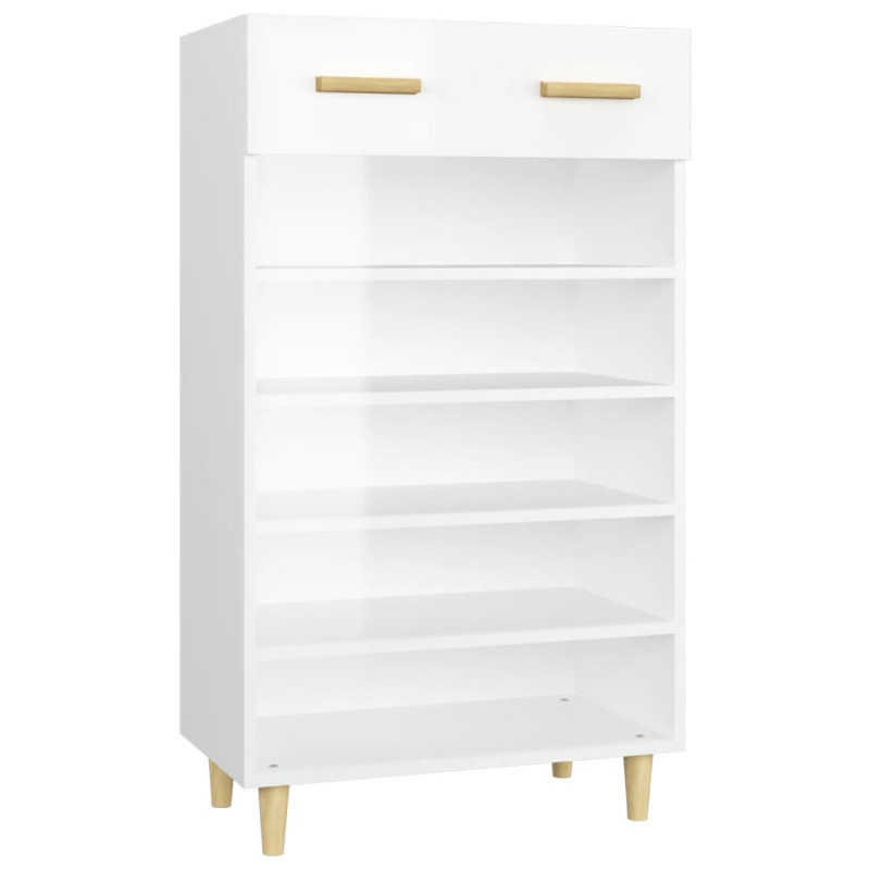 Armoire à chaussure Blanc brillant 60x35x105 cm Bois ingénierie