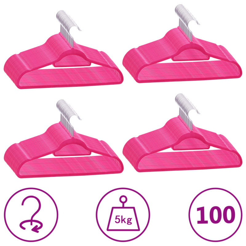 Cintres antidérapants 100 pcs Rose Velours