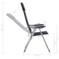 Chaise de camping lot de 2 Noir 58x69x111 cm Aluminium