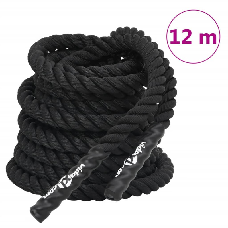 Corde de combat noir 12 m 9 kg polyester