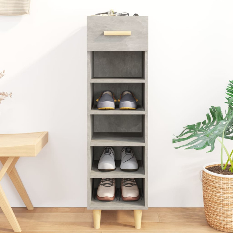 Armoire à chaussures Gris béton 30x35x105 cm Bois d ingénierie