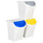 Poubelles empilables avec couvercles 3 pcs blanc PP 120 L