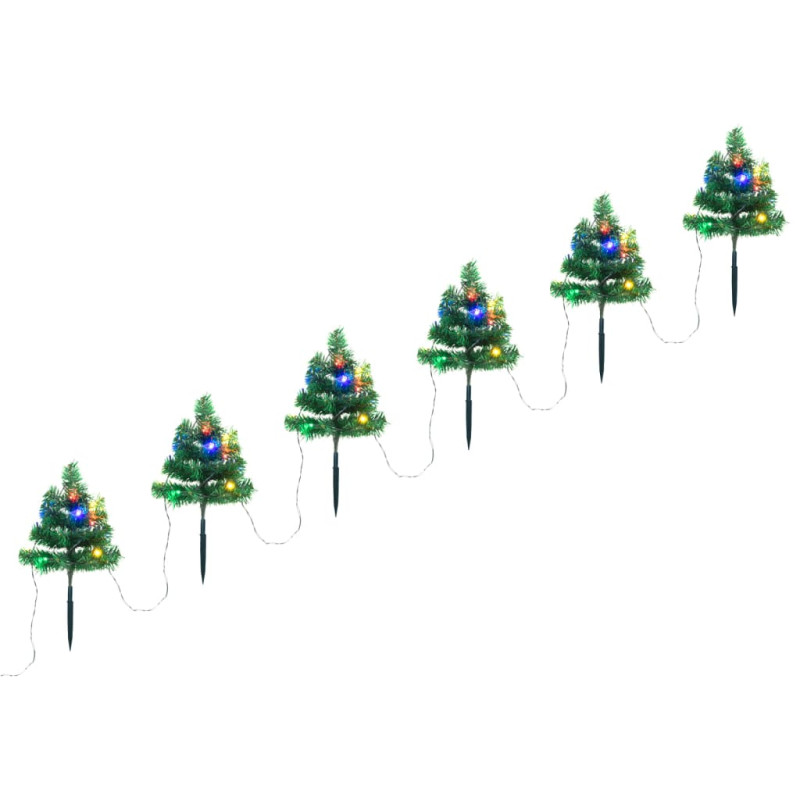 Arbres d allée de Noël 6 pcs avec LED multicolores 45 cm PVC