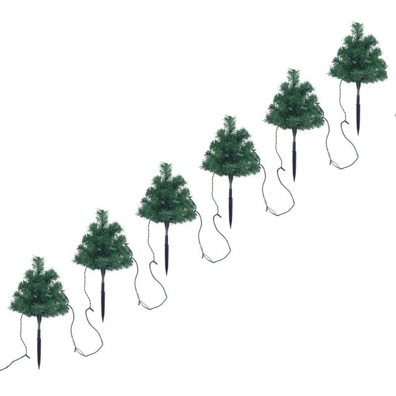 Arbres d allée de Noël 6 pcs avec LED multicolores 45 cm PVC