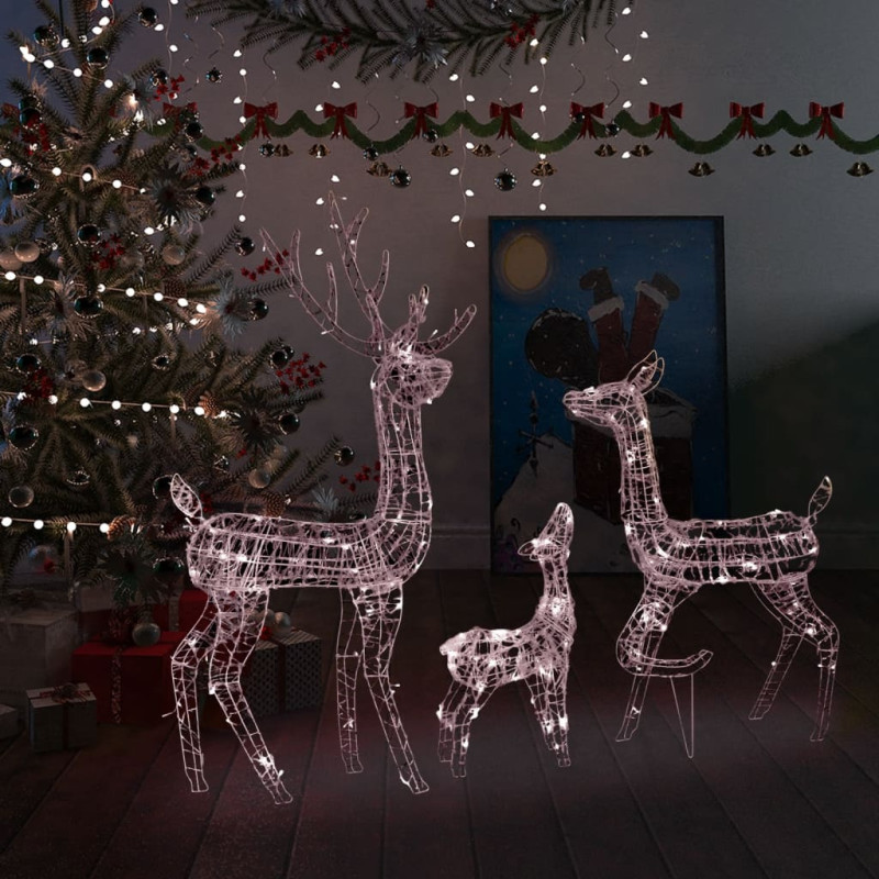 Famille de rennes de décoration Acrylique 300 LED blanc chaud