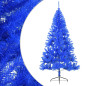 Demi sapin de Noël artificiel avec support Bleu 240 cm PVC