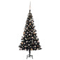 Arbre de Noël artificiel pré éclairé et boules noir 120 cm PVC