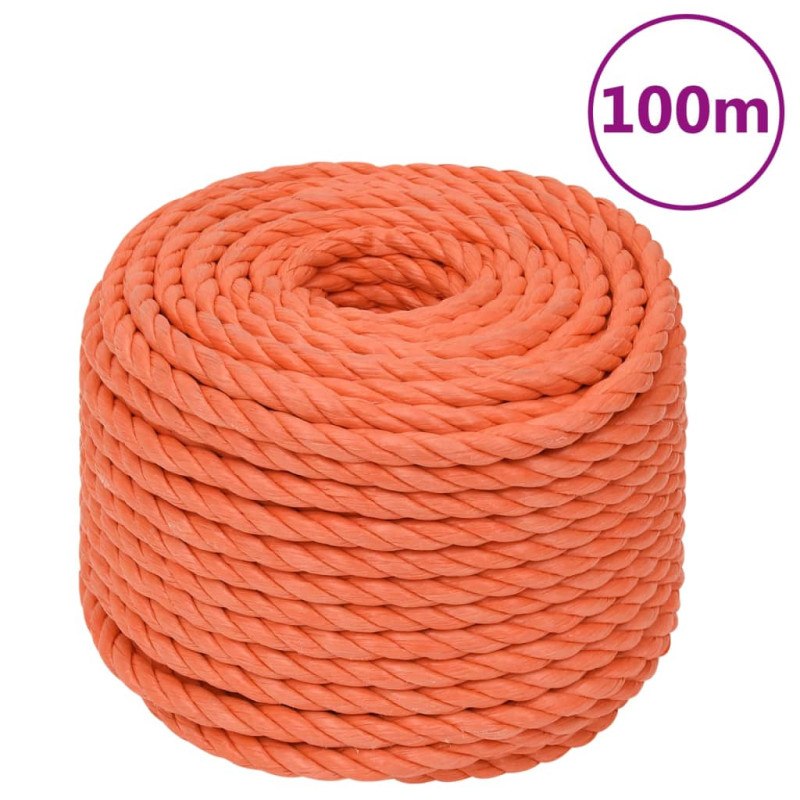 Corde de travail Orange 20 mm 100 m Polypropylène