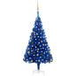 Arbre de Noël artificiel pré éclairé et boules bleu 150 cm PVC