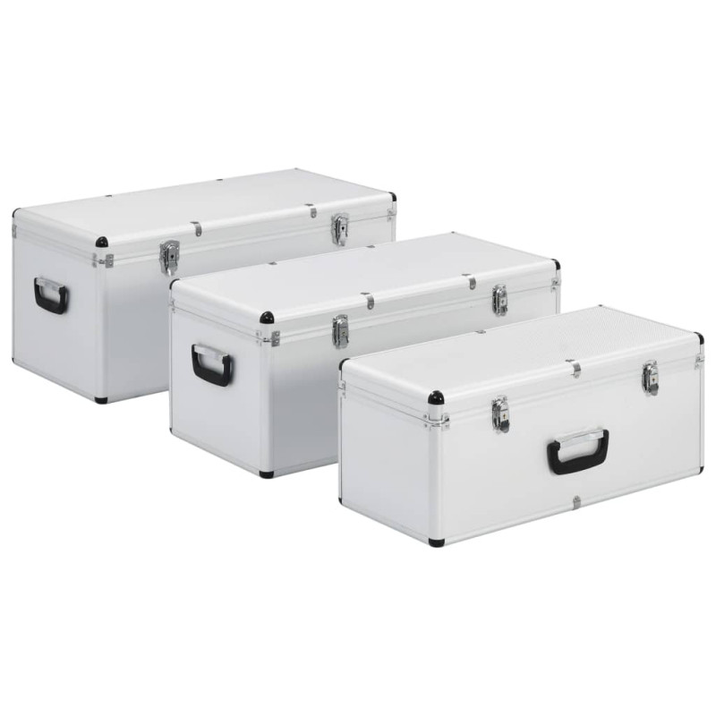 Boîtes de rangement 3 pcs Argenté Aluminium