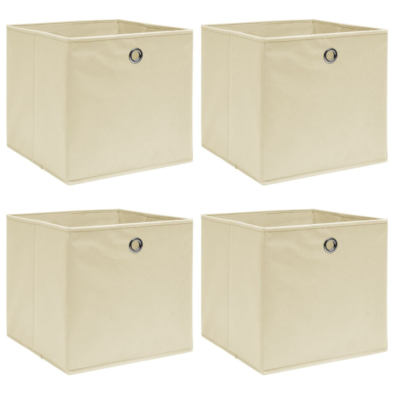 Boîtes de rangement 4 pcs Crème 32x32x32 cm Tissu