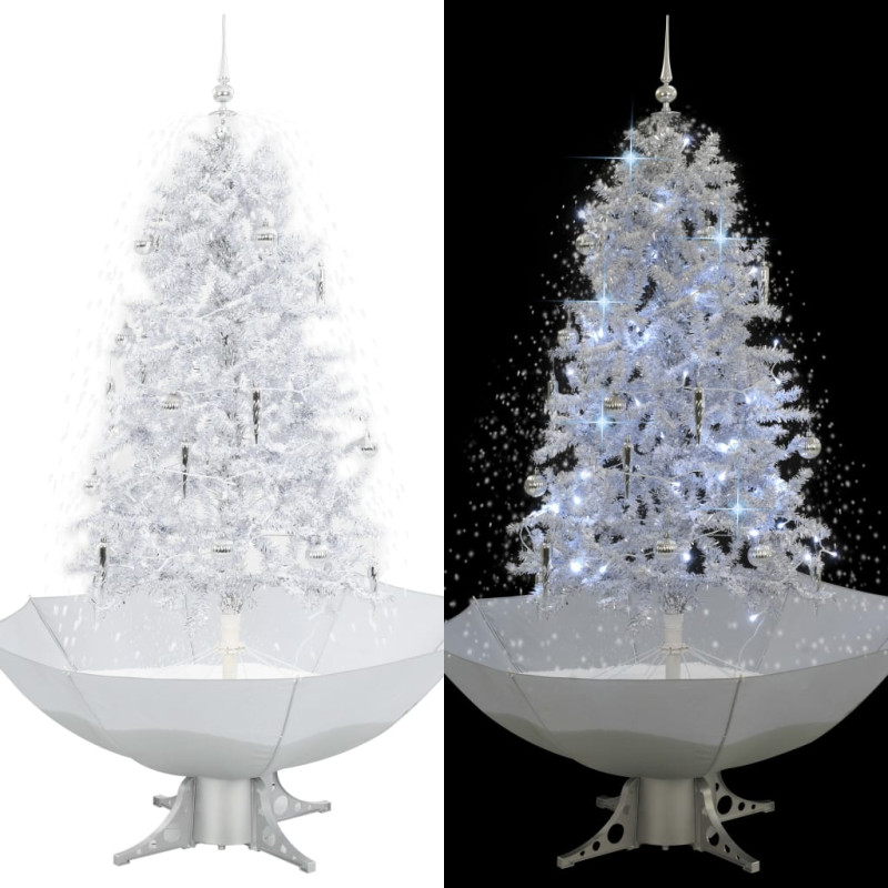 Arbre de Noël neigeux avec base de parapluie Blanc 170 cm