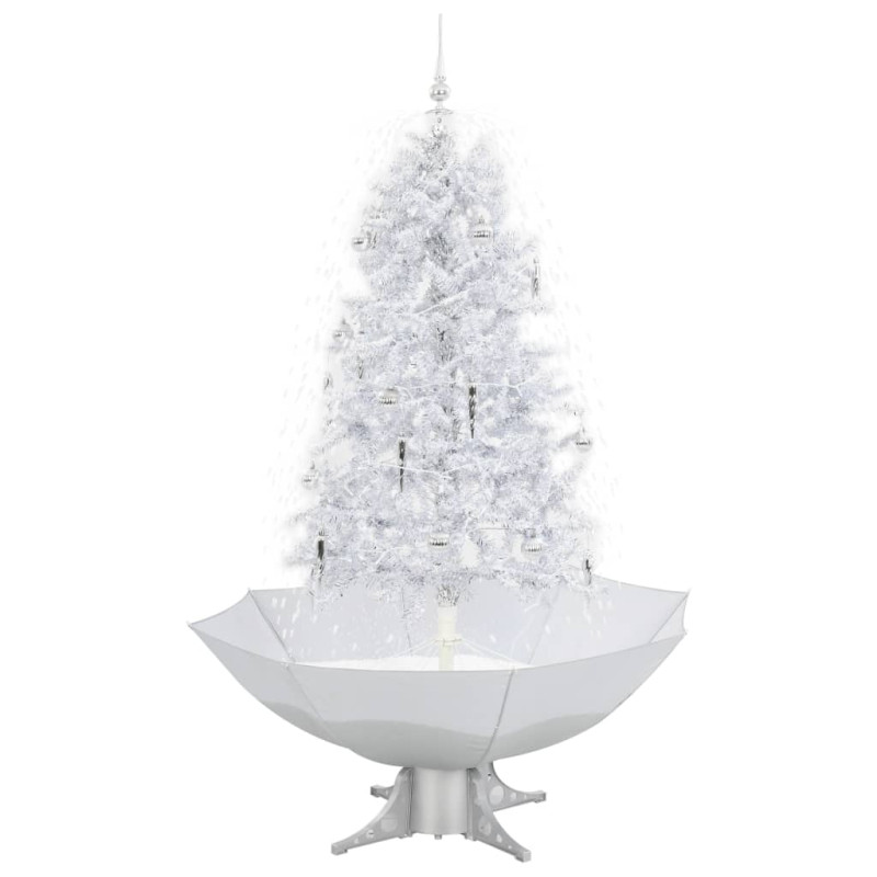 Arbre de Noël neigeux avec base de parapluie Blanc 170 cm