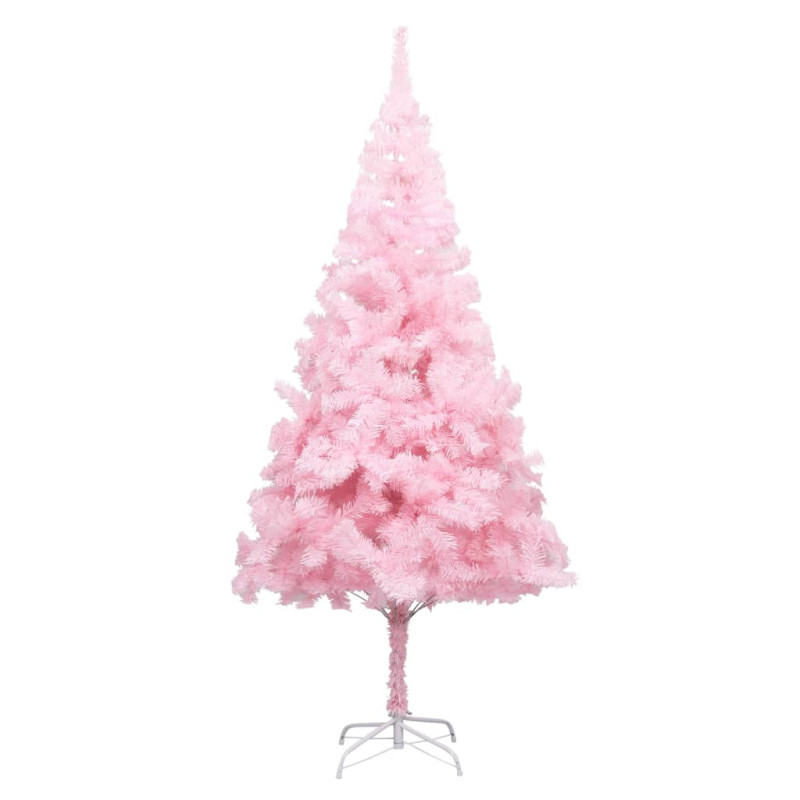 Arbre de Noël artificiel pré éclairé et boules rose 210 cm PVC