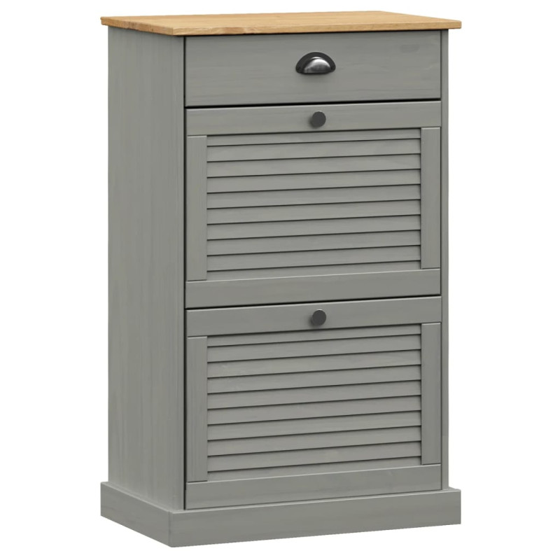 Armoire à chaussures VIGO 60x35x96 cm gris bois massif de pin