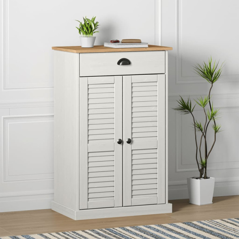 Armoire à chaussures VIGO blanc 60x35x96 cm bois massif de pin