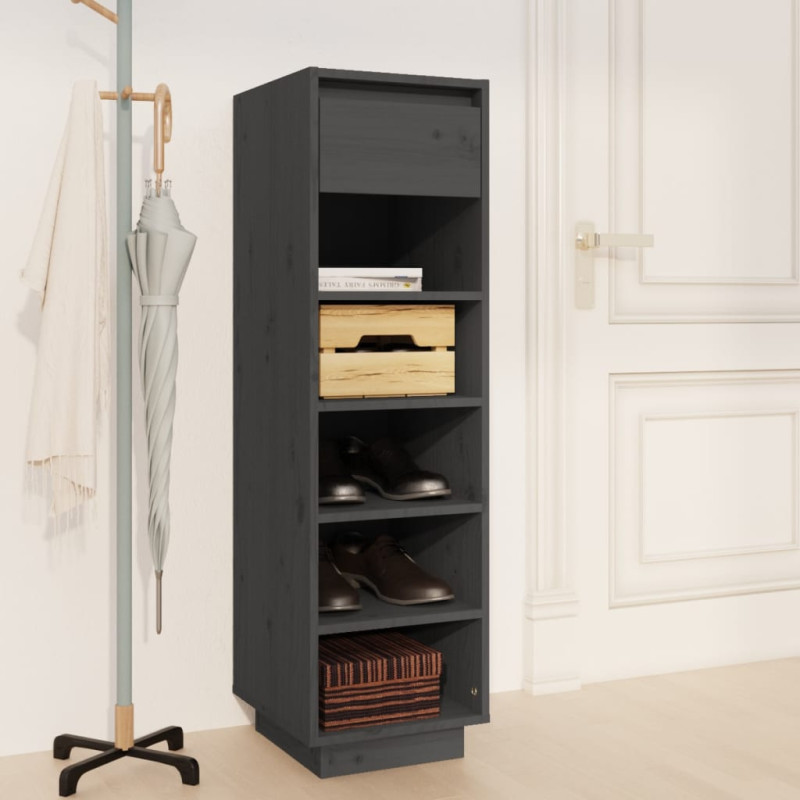 Armoire à chaussures gris 30x34x105 cm bois de pin massif