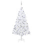 Arbre de Noël artificiel pré éclairé et boules blanc 210 cm PVC