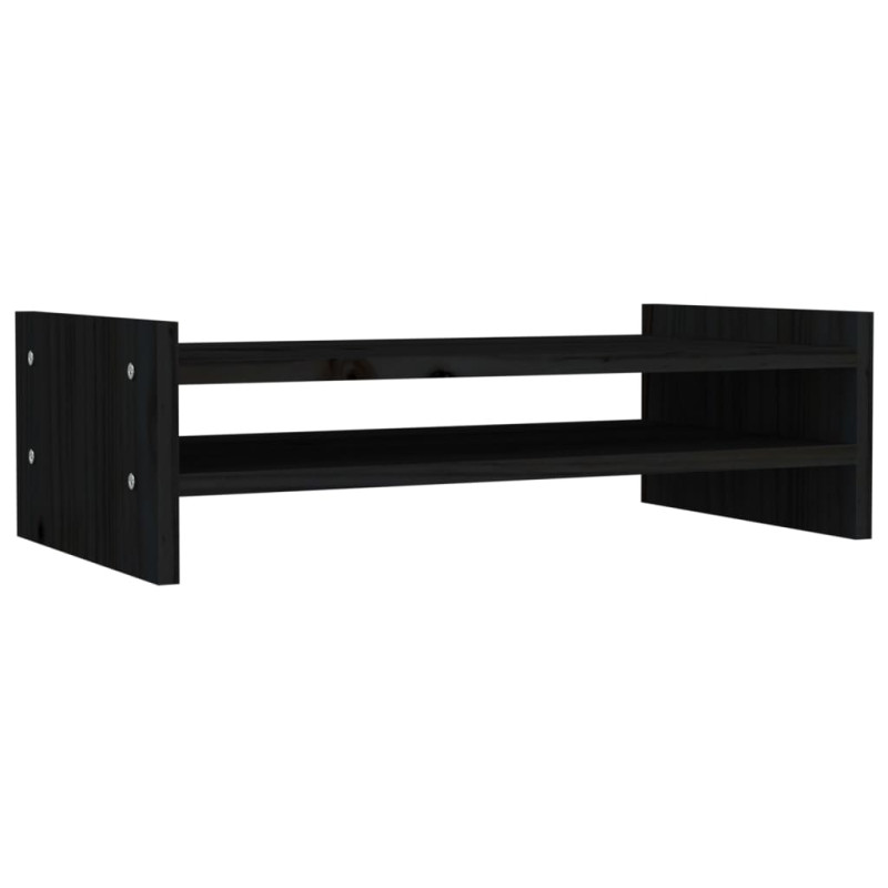 Support de moniteur Noir 50x27x15 cm Bois de pin solide