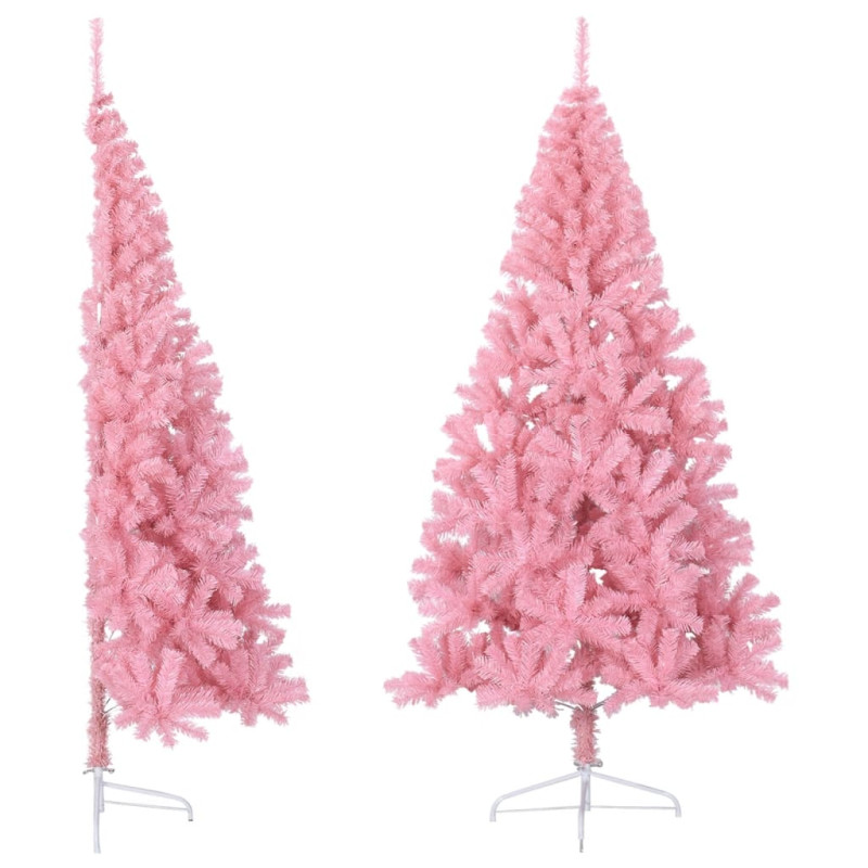 Demi sapin de Noël artificiel avec support Rose 210 cm PVC