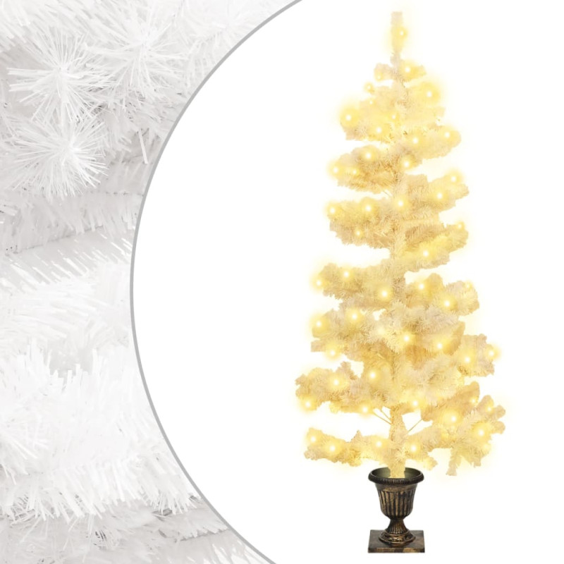 Arbre de Noël hélicoïdal pré éclairé avec pot blanc 120 cm PVC