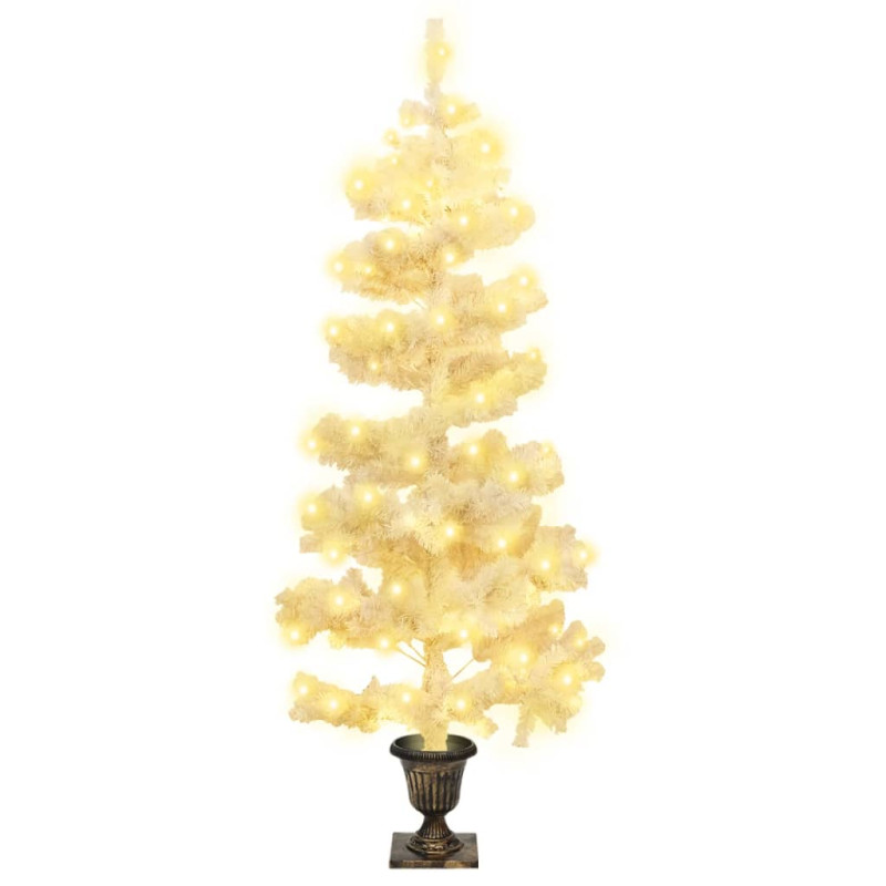 Arbre de Noël hélicoïdal pré éclairé avec pot blanc 120 cm PVC