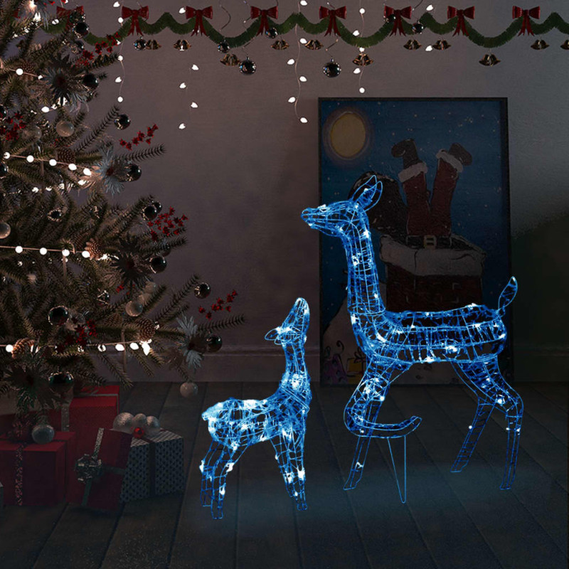 Famille de rennes de décoration Acrylique 160 LED bleu