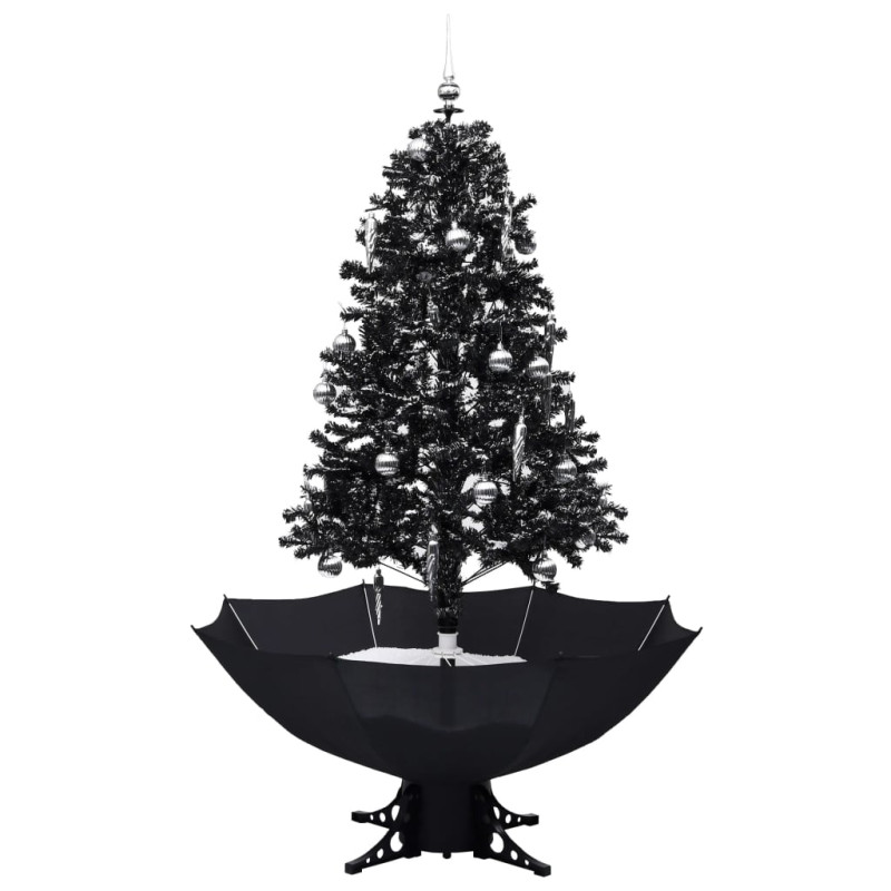 Arbre de Noël neigeux avec base de parapluie Noir 170 cm PVC