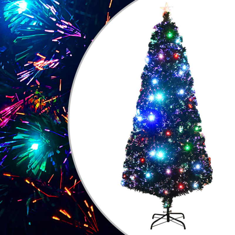 Arbre de Noël pré éclairé avec support 210 cm fibre optique