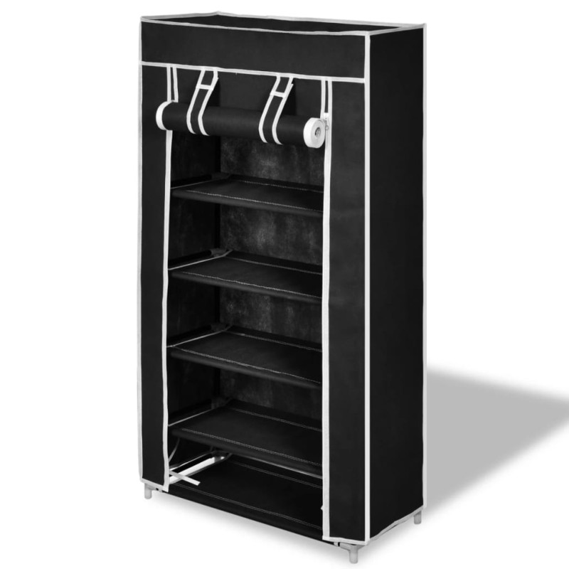 Armoire à chaussures avec housse 58 x 28 x 106 cm Tissu Noir