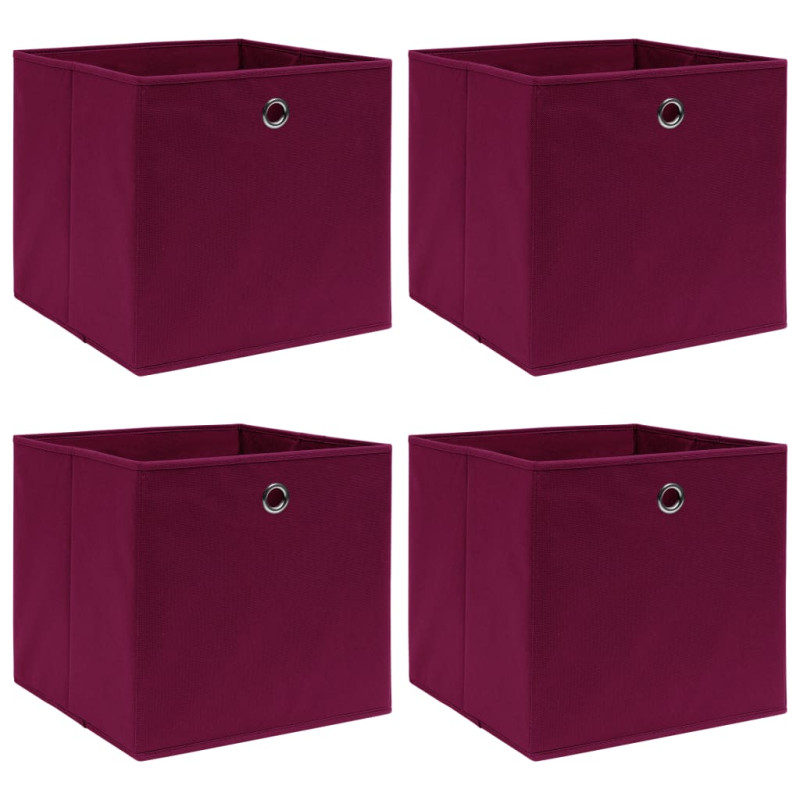 Boîtes de rangement 4 pcs Rouge foncé 32x32x32 cm Tissu