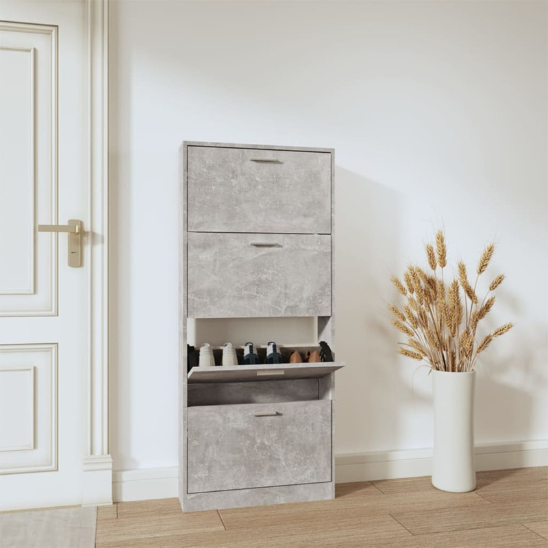 Armoire à chaussures Gris béton 59x17x150 cm Bois d ingénierie