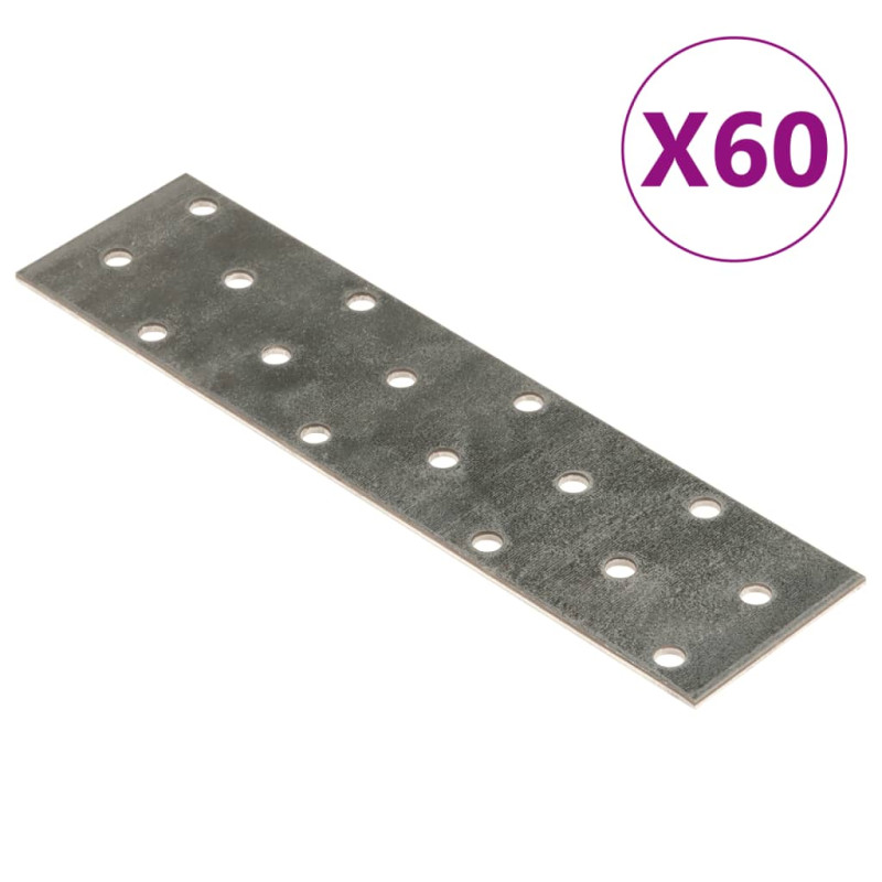 Plaques perforées 60 pcs 2 mm 160x40 mm acier galvanisé