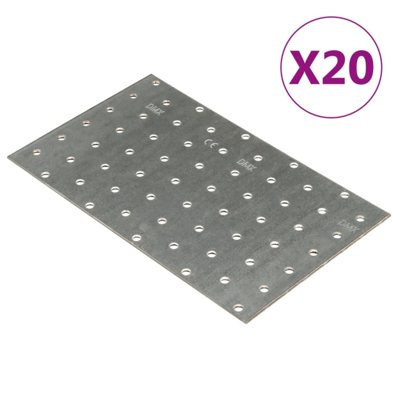 Plaques perforées 20 pcs 2 mm 200x120 mm acier galvanisé