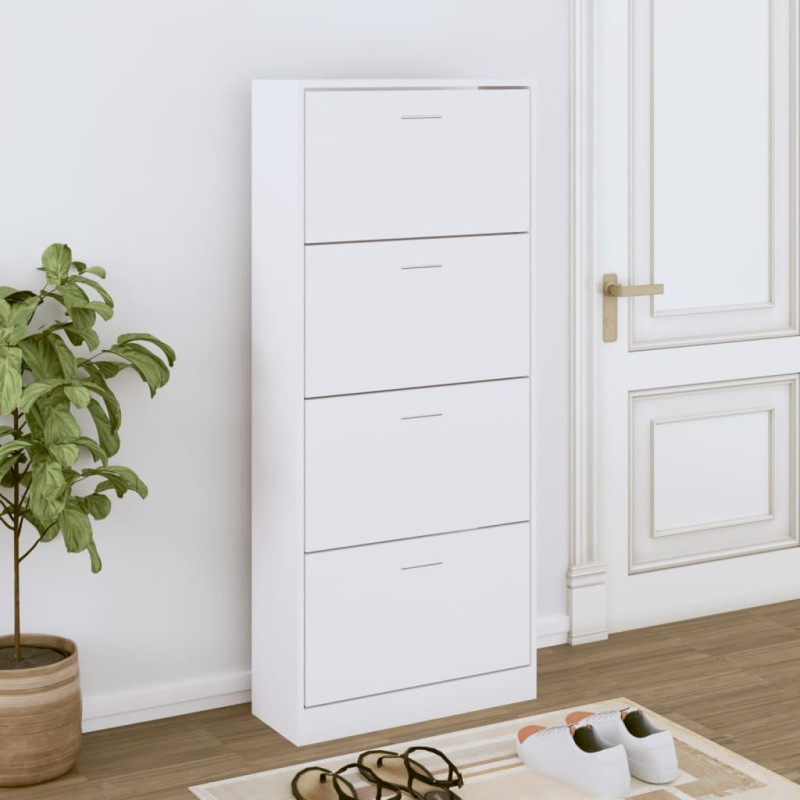 Armoire à chaussures Blanc 63x24x147 cm Bois d ingénierie