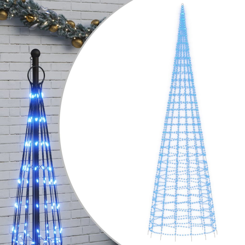 Arbre de Noël lumineux sur mât de drapeau 3000 LED bleu 800 cm