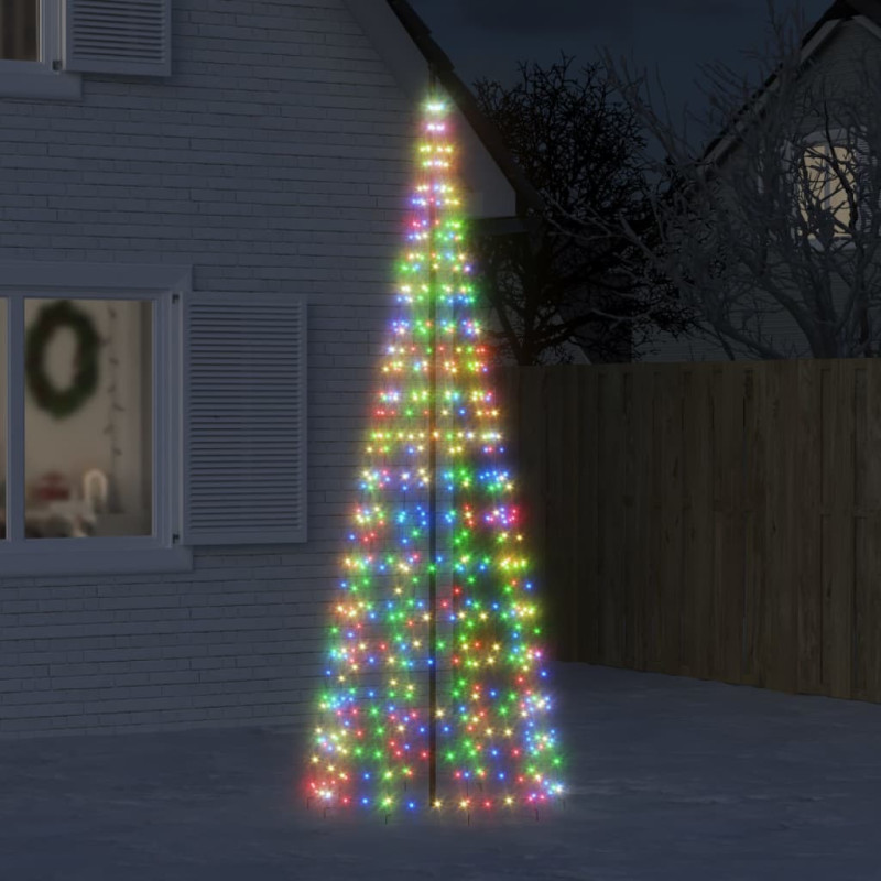 Arbre de Noël lumineux sur mât de drapeau 550 LED coloré 300 cm