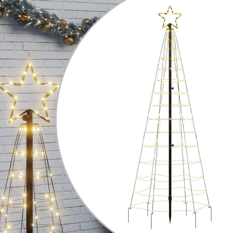 Arbre de Noël lumineux avec piquets 220 LED blanc chaud 180 cm