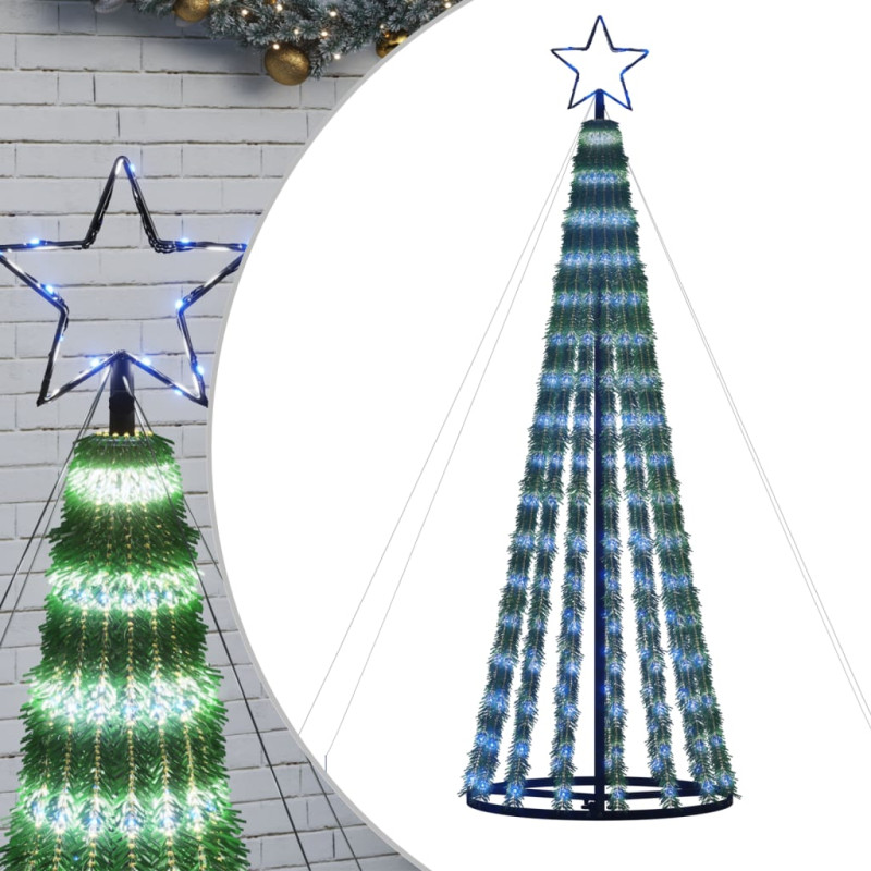 Arbre de Noël lumineux conique 275 LED bleu 180 cm