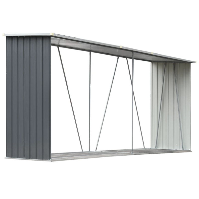 Abri de stockage de bois Acier galvanisé 330x84x152 cm Gris 