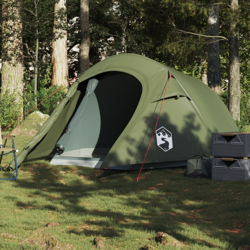 Tente de camping tunnel 3 personnes vert olive imperméable