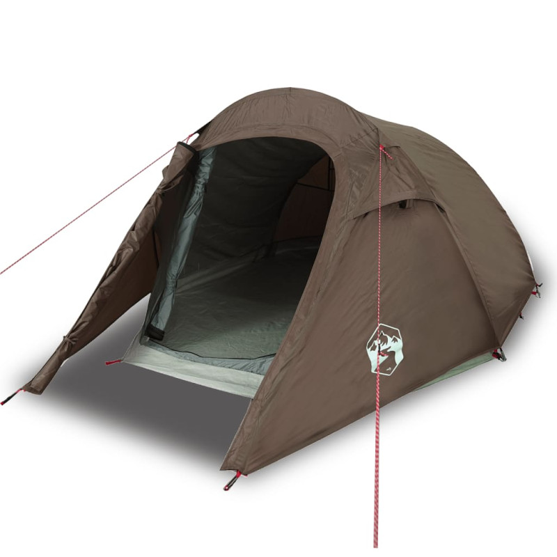 Tente de camping tunnel 2 personnes marron imperméable