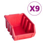 Kit de bacs de stockage et panneaux muraux 103pcs rouge et noir