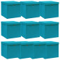 Boîtes de rangement et couvercles 10 pcs Bleu 32x32x32 cm Tissu