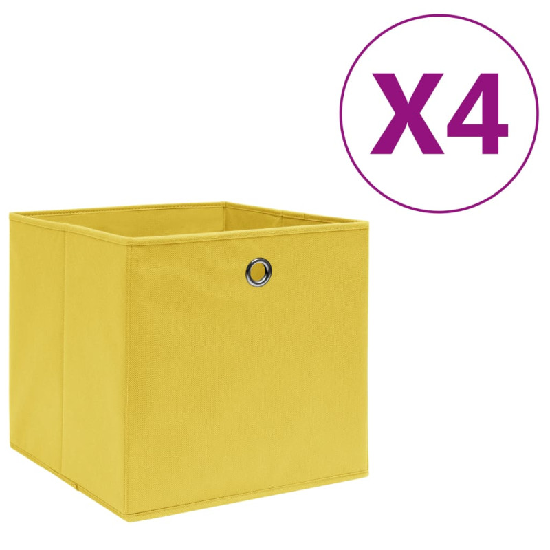 Boîtes de rangement 4 pcs Tissu intissé 28x28x28 cm Jaune